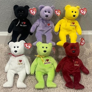 Ty Beanie Babies - Asia Pacific &quot;I Love&quot; Bears -  New Zealand, Singapore, Malaysia, Japan, Australia, Korea (Your Choice)