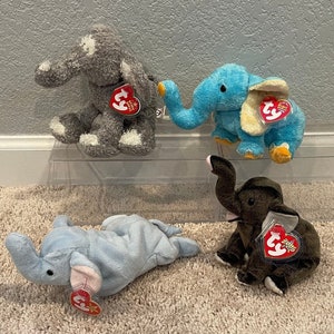 Ty Beanie Babies - Elephants - Peanut, Tootoot, Trumpet, Jimbo (Your Choice)