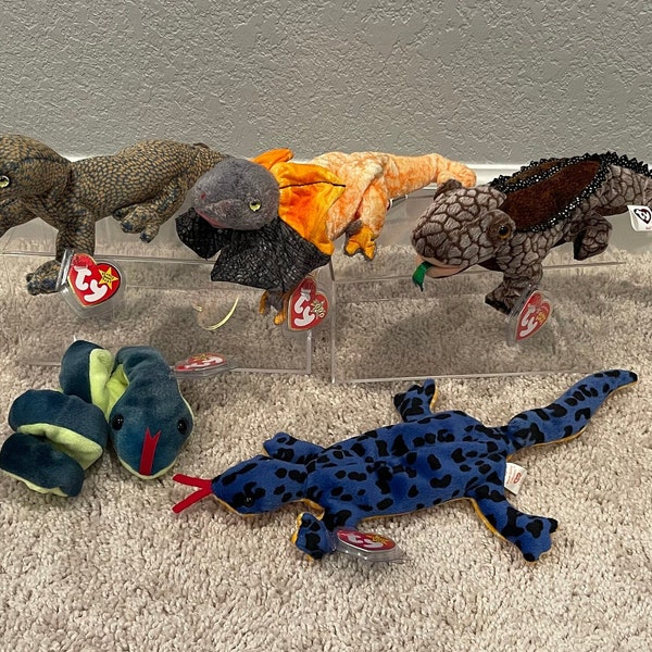 Ty Beanie Babies - Lizards, Komodo Dragons, Snakes - Hissy, Bali, Scaly, Lizzy, Slayer (Your Choice)