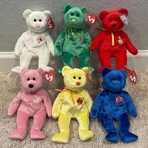 Ty Beanie Babies - Asia Pacific Flower Bears - Mugungwha, Wattlie, Daffodil, Sakura II, Bunga Raya, Vanda (Your Choice)