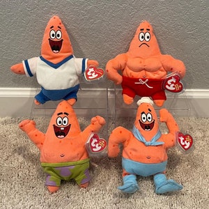 Ty Beanie Babies - SpongeBob Squarepants - Patrick Star - He Shoots He Scores, Muscle Man Star, Best Day Eve, Barnacleboy, (Your Choice)