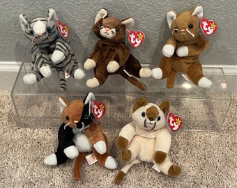 Ty Beanie Babies - Vintage Cats - Pounce, Prance, Nip, Snip, Chip (Your Choice)