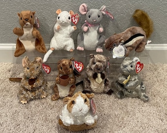 Ty Beanie Babies Rodents-squirrel, Hamster, Chipmunk, Mouse