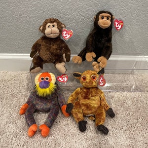 Ty Beanie Babies - Jungle Animals - Monkeys, Orangutans, Lemurs - Vines, Weaver, Bananas, Gizmo (Your Choice)