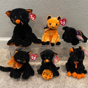 Ty Beanie Babies - Halloween - Cats & Dogs - Fraidy, Superstition, Tremble, Scared-e, Trickery, Moonlight (Your Choice)