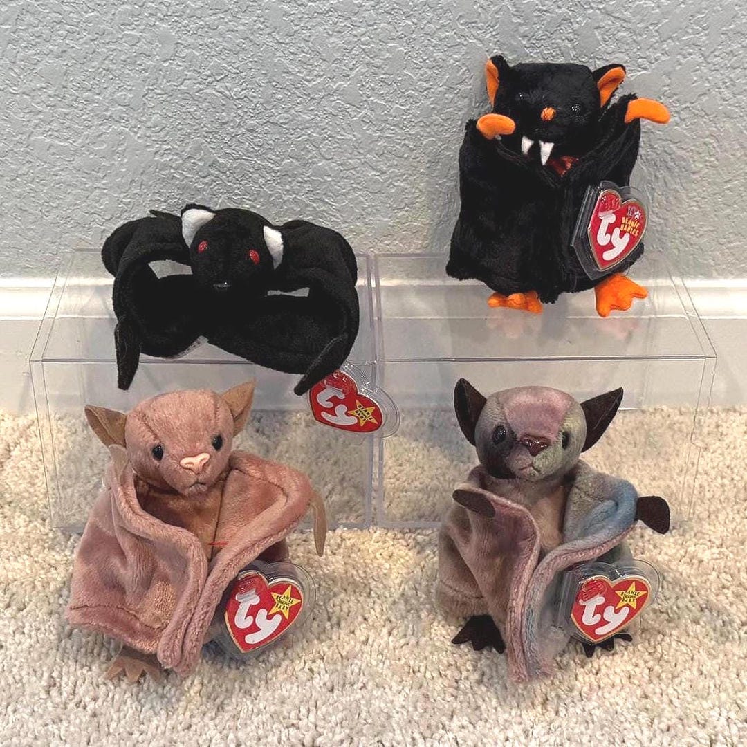 Ty Beanie Babies - Halloween Bats - Radar, Bat-e, Batty (brown), Batty ...