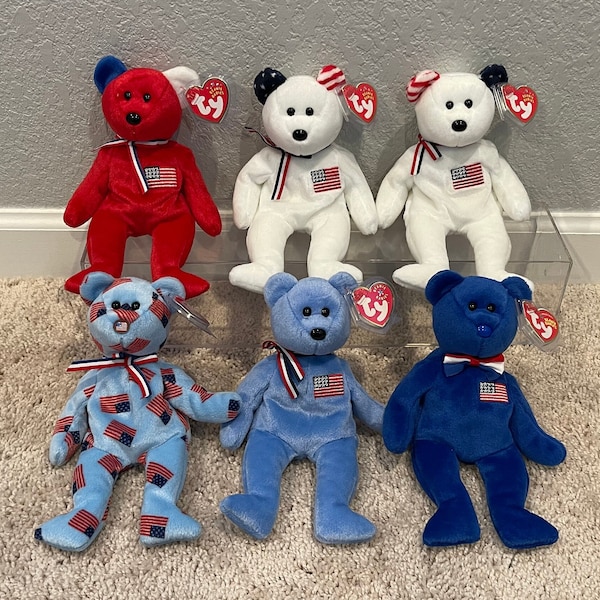 how to clean large white july 4th beanie baby