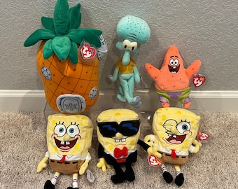 Ty Beanie Babies & Ty Beanie Buddies - SpongeBob Squarepants - SpongeBob, Patrick Star, Squidward, Pineapple Home (Your Choice)