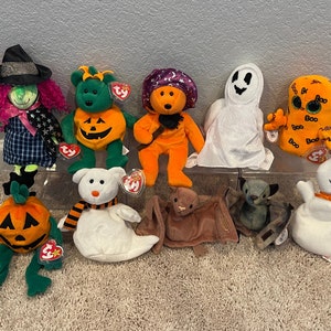 Ty Beanie Babies - Halloween Witches, Ghosts, Pumpkins - Scary, Tricky, Prunella, Sheets, Ghoulie, Pumkin, Quivers, Spooky (Your Choice)