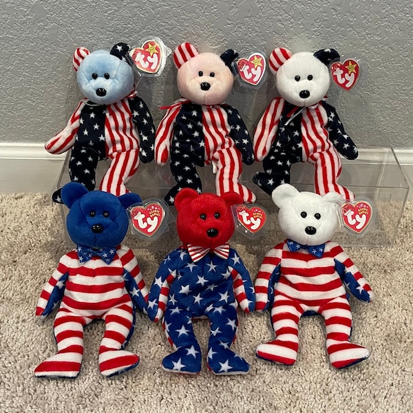 how to clean large white july 4th beanie baby