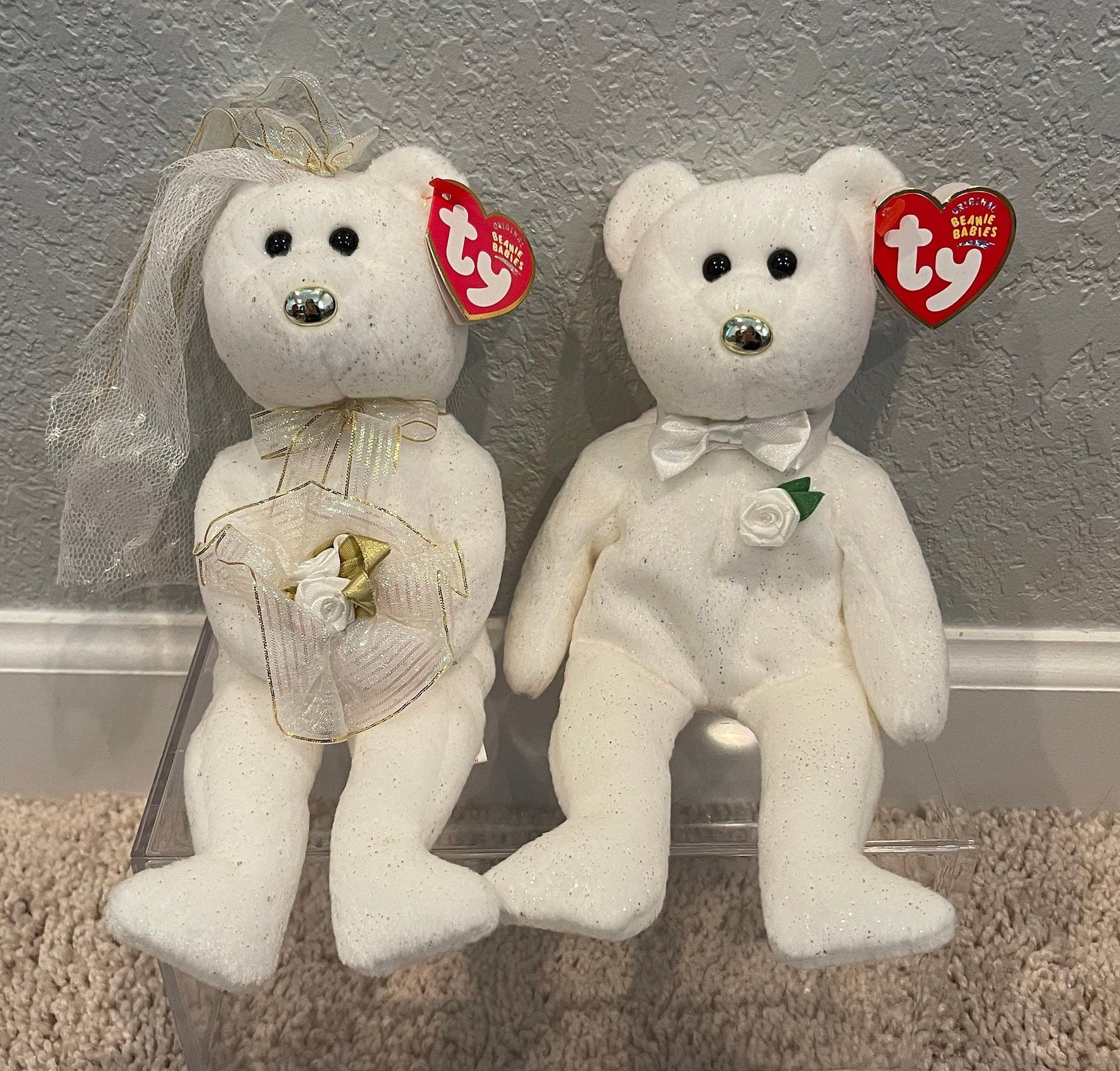 【確認用】ビーニーベイビーズ BEANIE BABY　ウェディングペアセット Ty Beanie Babies - His & Hers (wedding Bears) - Etsy