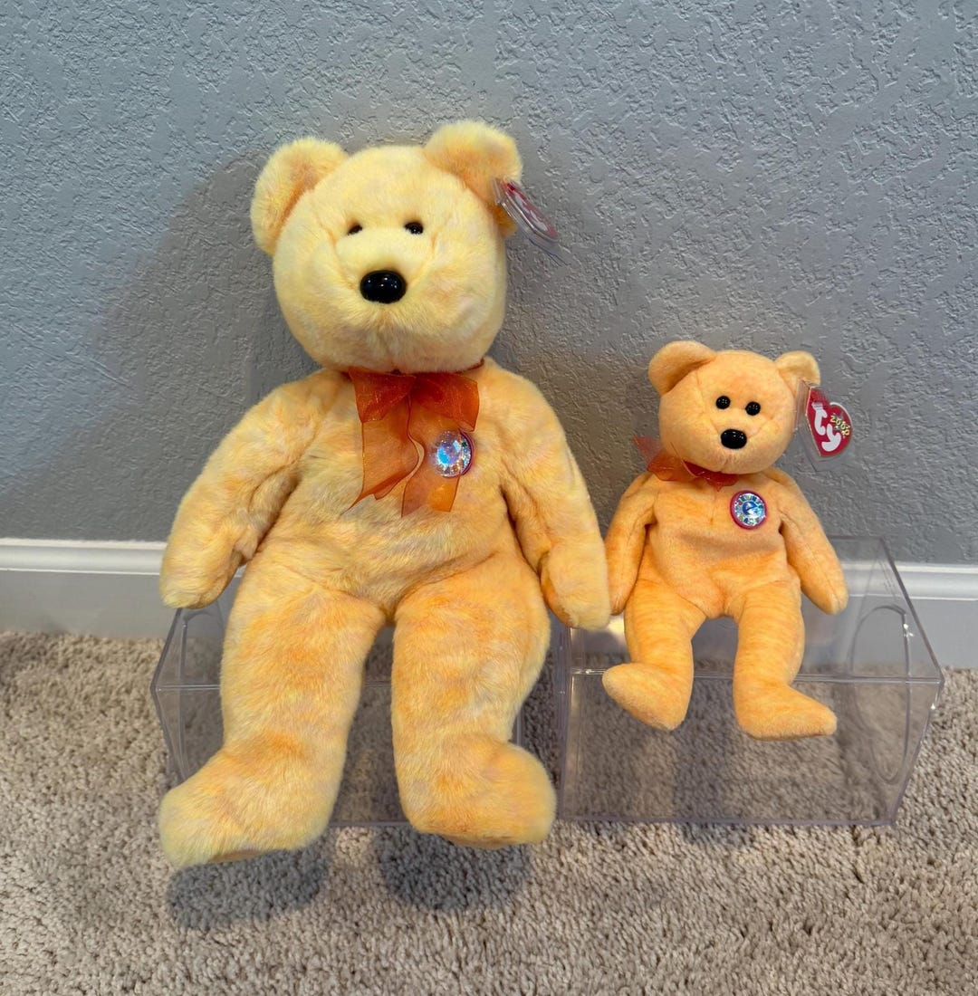 Ty Beanie Baby & Ty Beanie Buddy Set - Sunny - Yellow Bear - Etsy