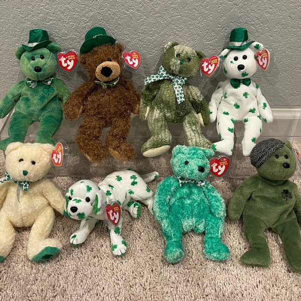 Ty Beanie Babies - St. Patrick's Day - O'Lucky, Lucky O'Day, McWooly, O'Fortune, Woolins, Blarn-e, Luck-e, Lots O' Luck (Your Choice)