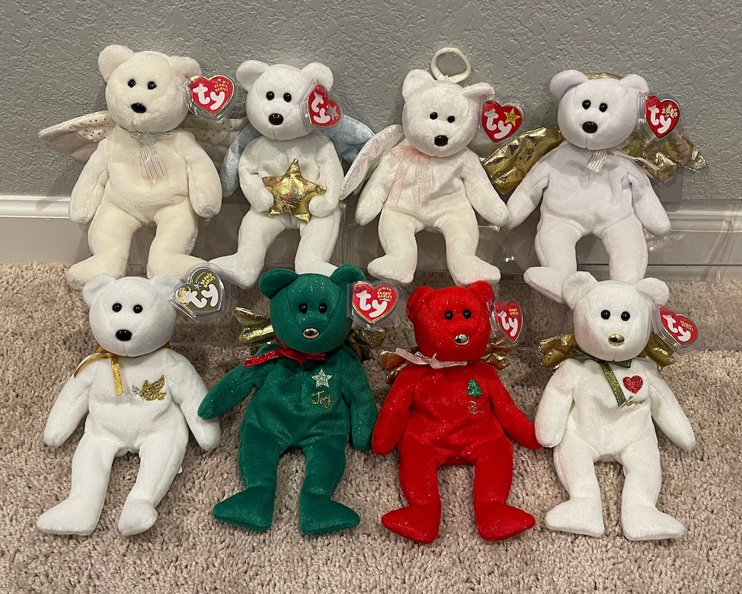 Ty Beanie Babies Christmas Angel Bears Herald, Halo, Halo II, Star
