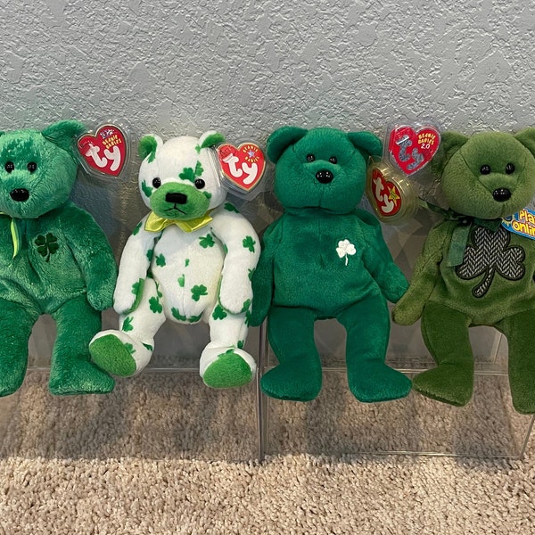 Ty Beanie Babies - St. Patrick's Day Holiday Bears - Dublin, Clover, Erin, Luckier (Your Choice)