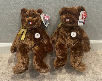 CLEARANCE!!! Ty Beanie Buddy (Large) - Champion - United States and France - FIFA World Cup Soccer Bear (14") - Your Choice