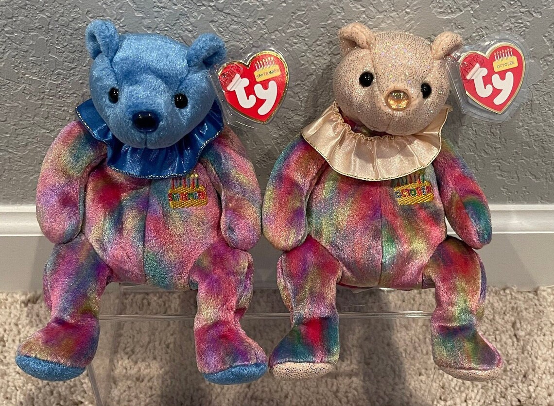 Ty Beanie Babies Birthday Bears Neck Ruffle Jan, Feb, March