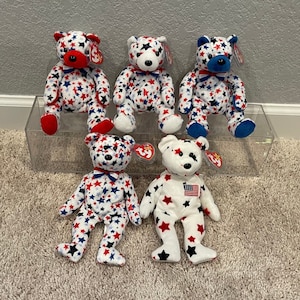 Ty Beanie Babies - 4th of July & Independence Day Patriotic Bears - Stars - Red, White, Blue, Glory (Your Choice)