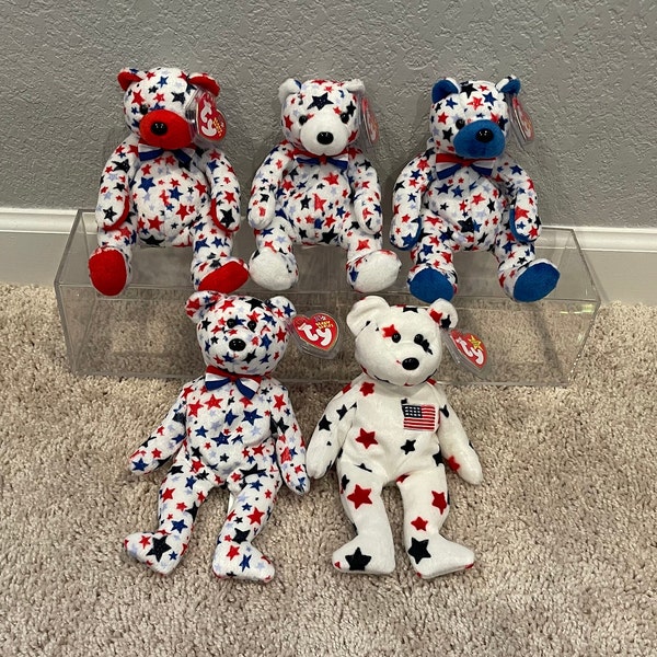 Ty Beanie Babies - 4th of July & Independence Day Patriotic Bears - Stars - Red, White, Blue, Glory (Your Choice)