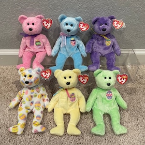 Ty Beanie Babies Easter Holiday Pastel Bears Eggs, Eggs II, Eggs III