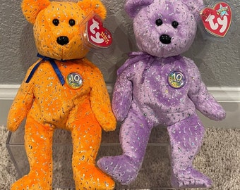 Ty Beanie Babies 10th Anniversary Celebration Decade Bears (Your Choice)