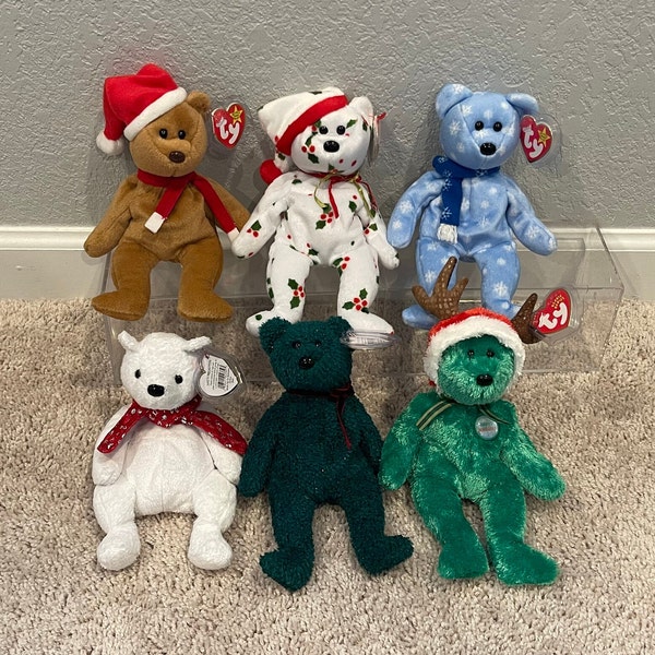 Ty Beanie Babies - Holiday Annual Christmas Bears - 1997 Teddy, 1998 Teddy, 1999 Teddy, 2000 Teddy, 2001 Teddy, 2002 Teddy (Your Choice)