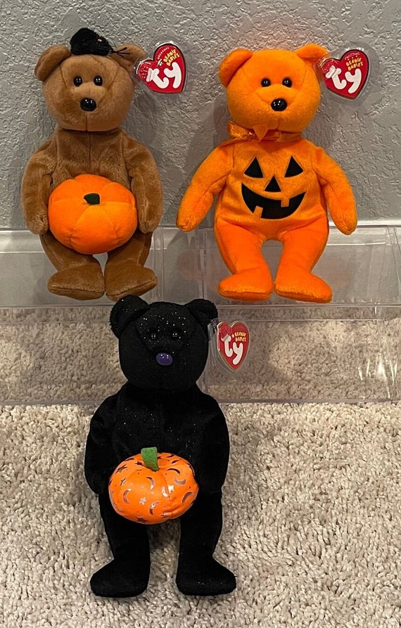 Ty Beanie Babies - Halloween Bears - Hocus, Punkin Face, Haunting