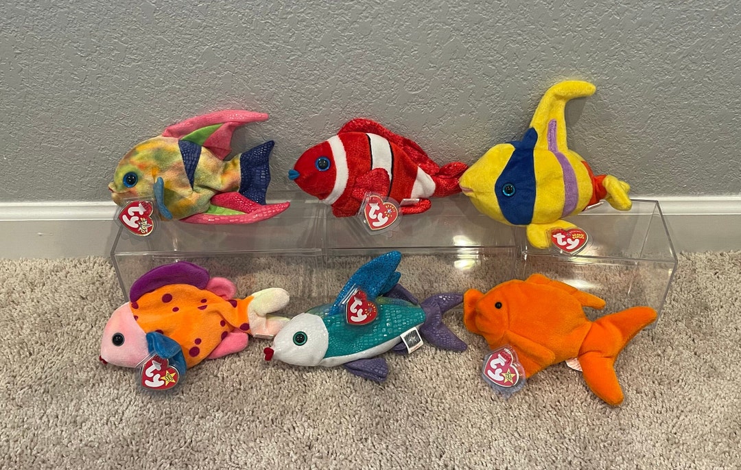 Ty Beanie Babies Fish Oriel, Propeller, Goldie, Aruba, Lips, Jester
