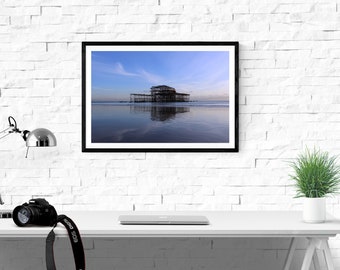 West Pier Brighton, Brighton, England, Sunset, Seaside, Fine Art Photography, Reflections, Wall Art, Home Decor