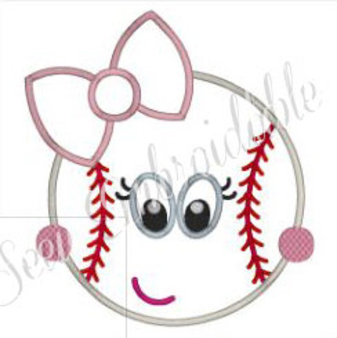 Girly Baseball Applique Design for Machine Embroidery INSTANT Etsy