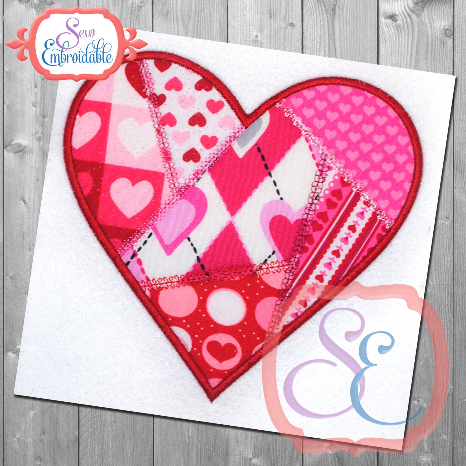PATCHWORK HEART Design for Machine Embroidery INSTANT Download Etsy