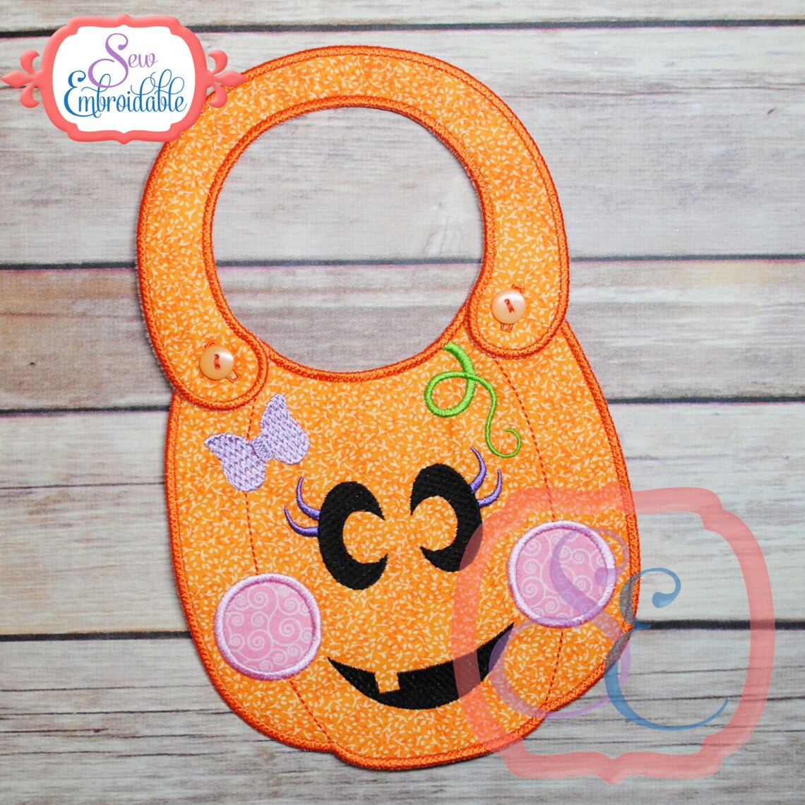 PUMPKIN GIRL HALLOWEEN Bib in the Hoop Design for Machine Etsy