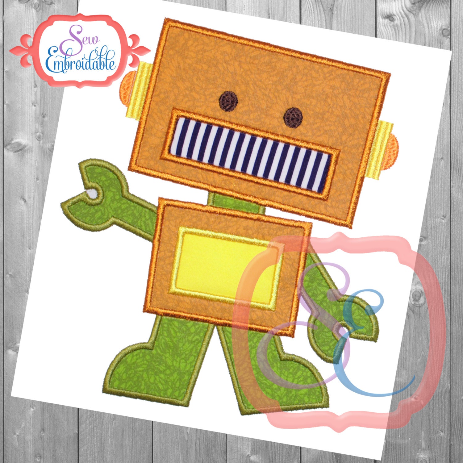 Rex Robot Applique Design for Machine Embroidery INSTANT Etsy