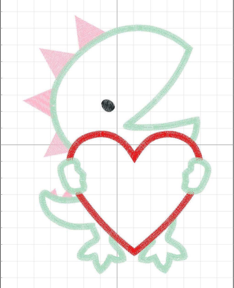 Dino Heart Embroidery