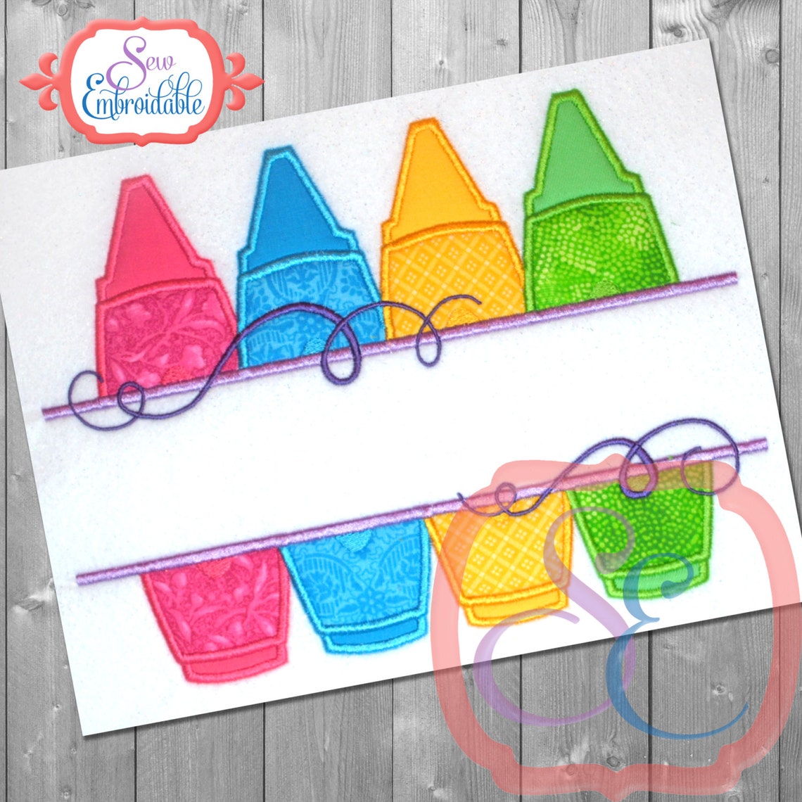 Crayon Name Applique Embroidery Design for Machine Etsy