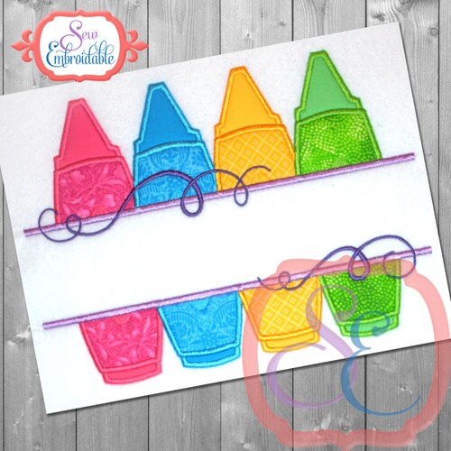 Crayon Name Applique Embroidery Design for Machine Etsy