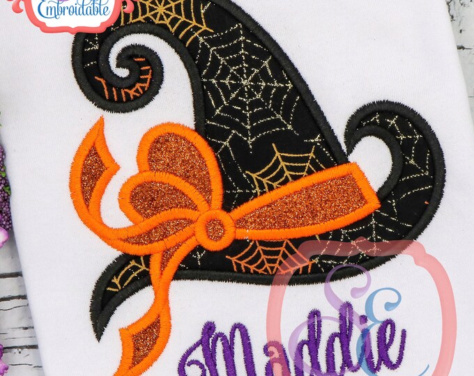 Big Bow Witch Hat Applique Design for Machine Embroidery INSTANT
