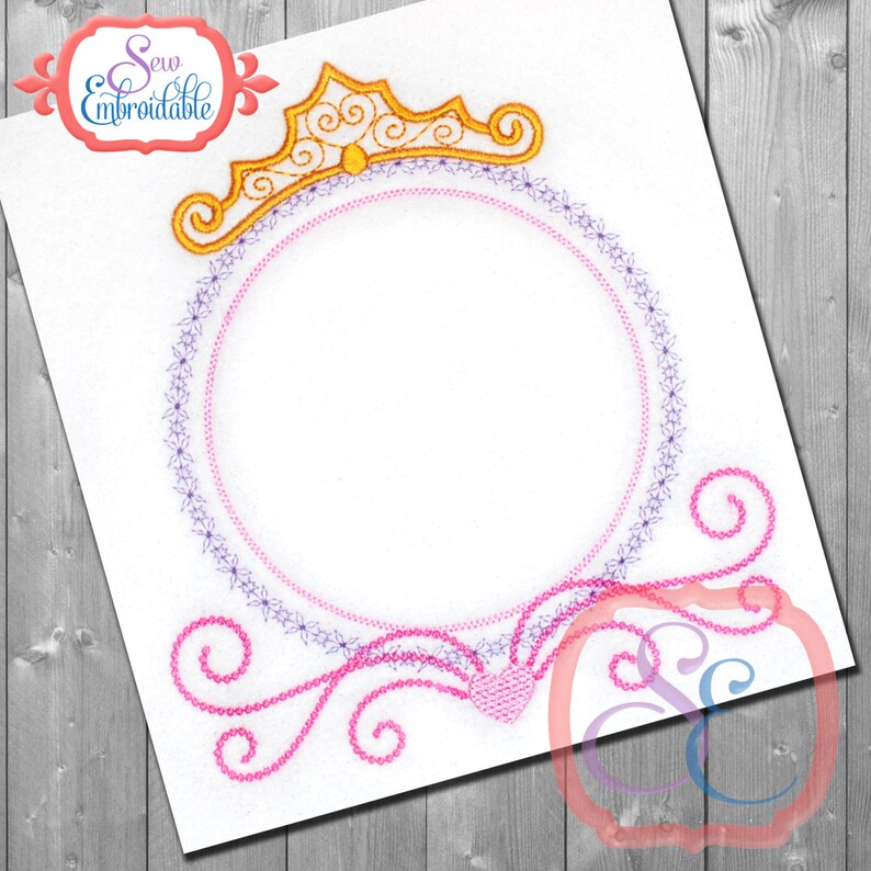 Princess motif monogram frame design for machine embroidery  etsy