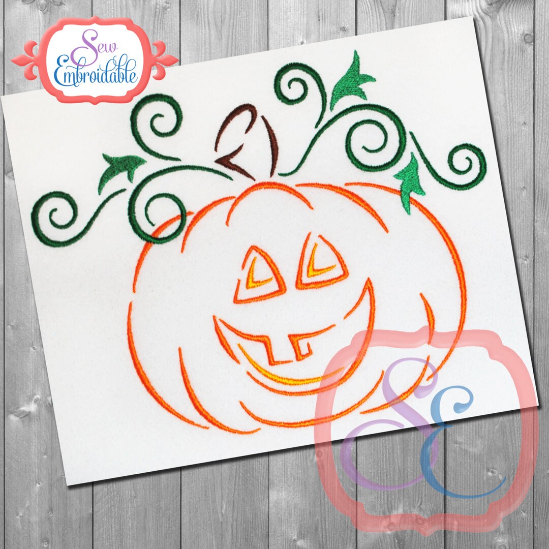 Jack O Lantern Swirls Design for Machine Embroidery INSTANT Etsy