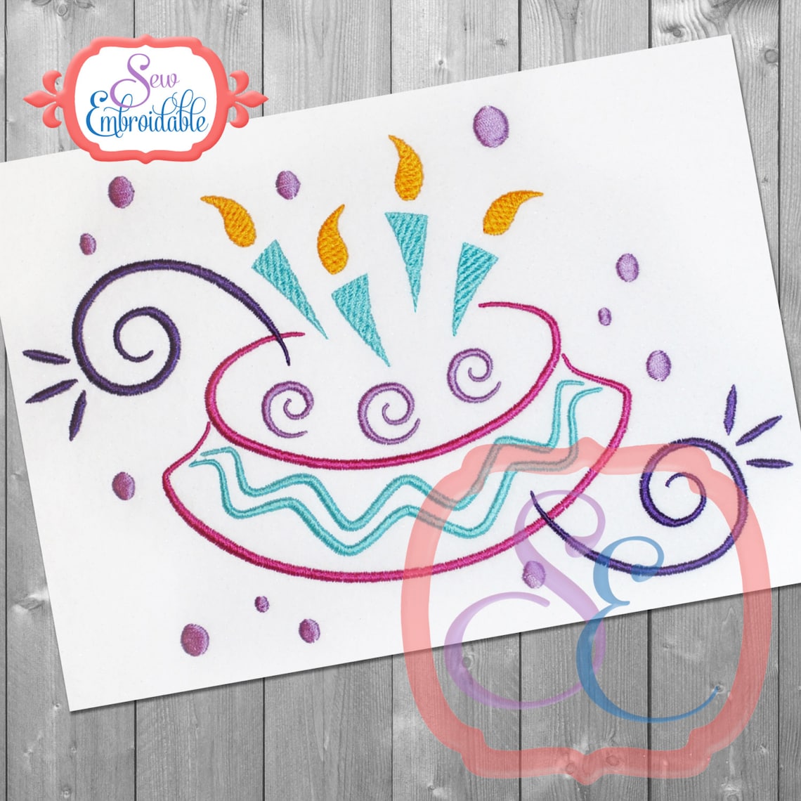Birthday Cake Swirl Design for Machine Embroidery INSTANT Etsy