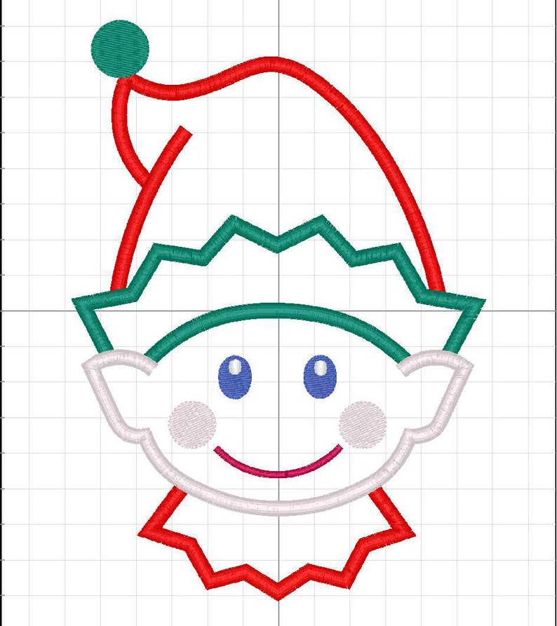 Happy Elf Face Boy Applique Design For Machine Embroidery Etsy