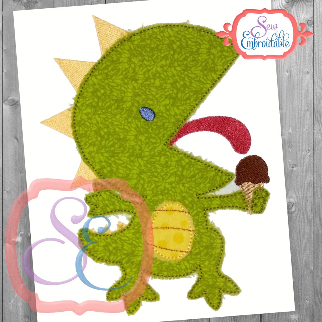Dino Cone Applique Design for Machine Embroidery INSTANT - Etsy