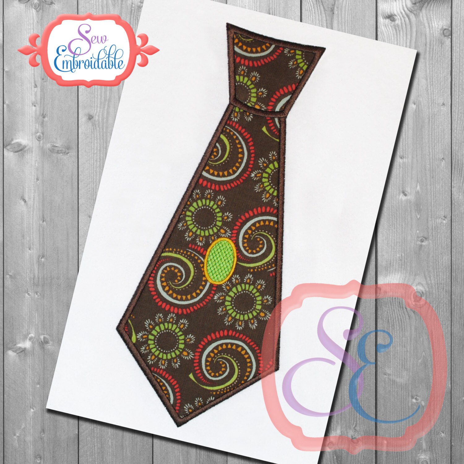 WIDE TIE Applique Design for Machine Embroidery Etsy