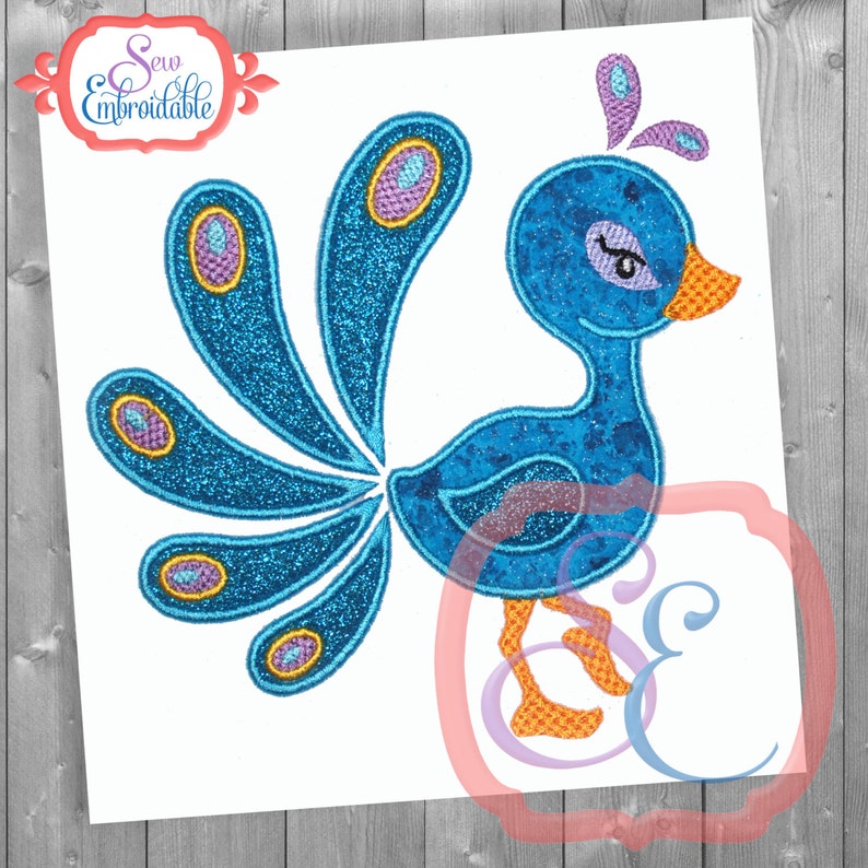 Mrs. Peacock Applique Design for Machine Embroidery INSTANT Etsy