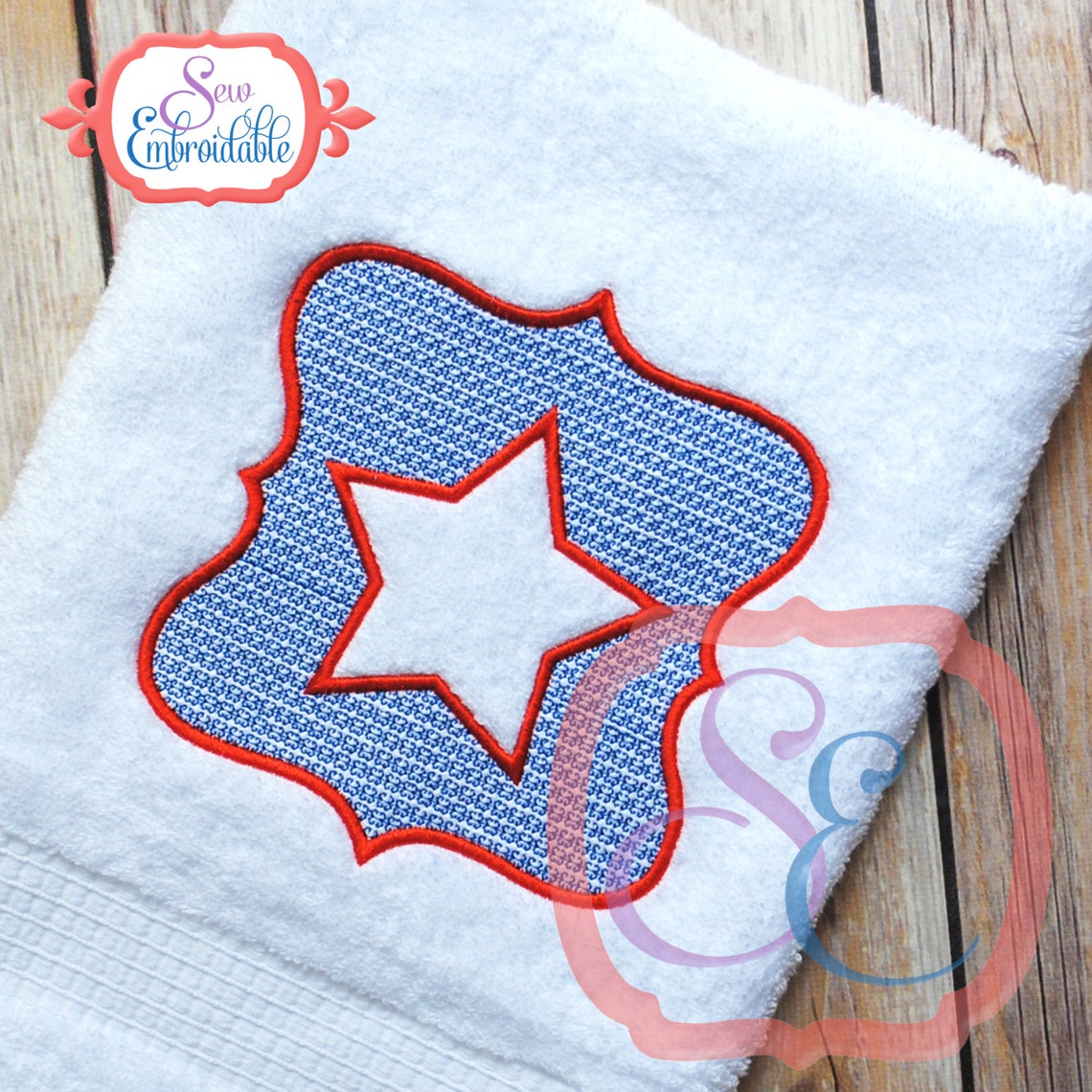Embossed Star Towel Design for Machine Embroidery INSTANT Etsy