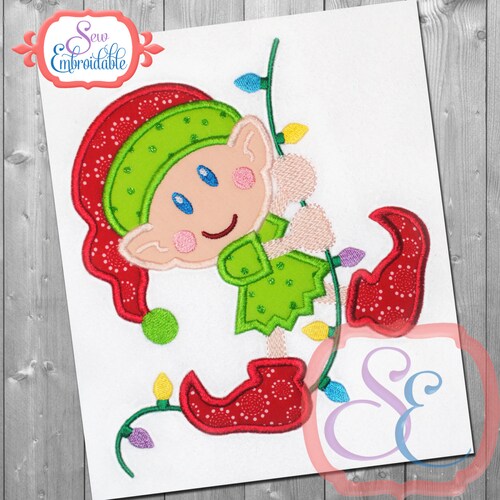 Light Swinging Elf Applique Design for Machine Embroidery Etsy