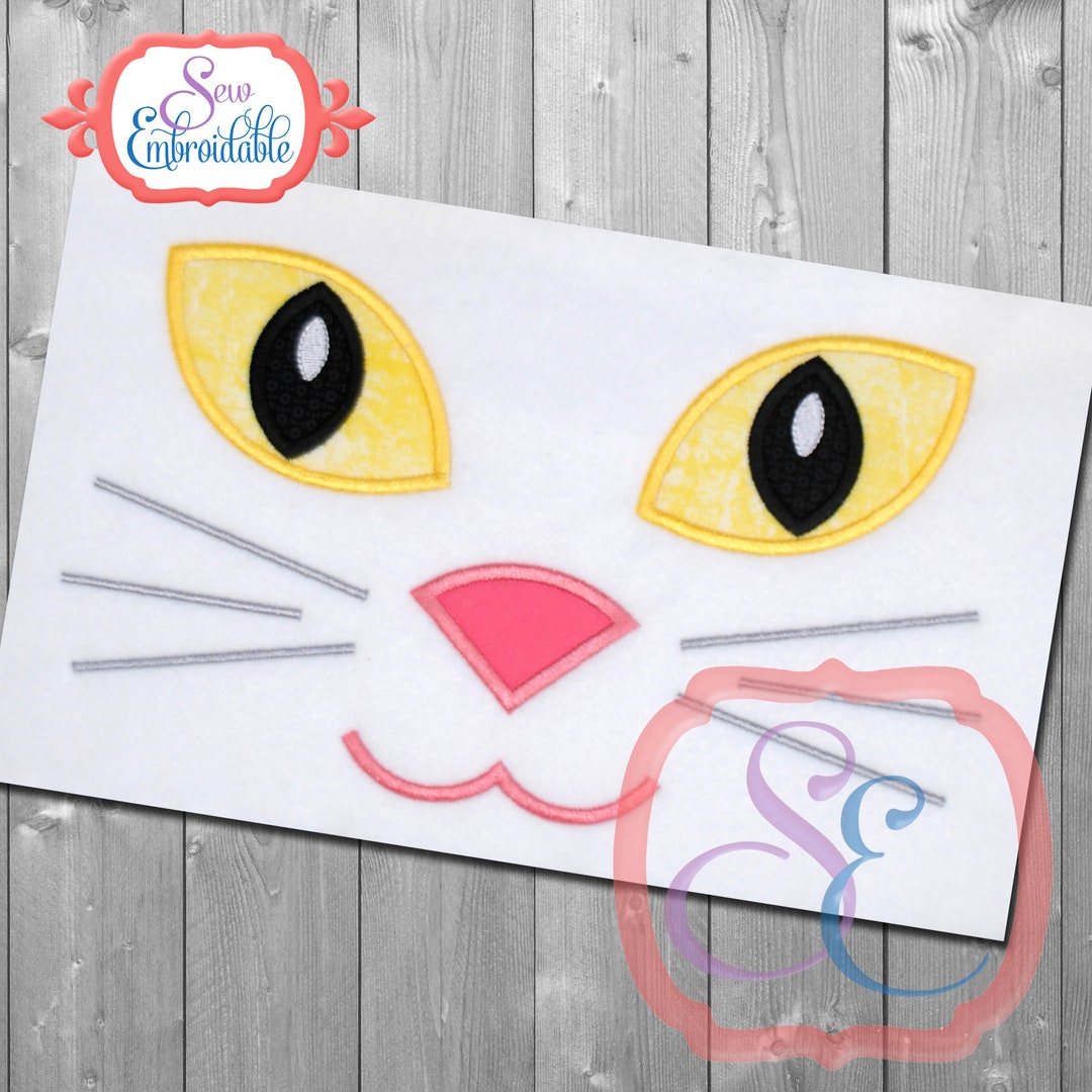 Cat Face Applique Design for Machine Embroidery INSTANT - Etsy