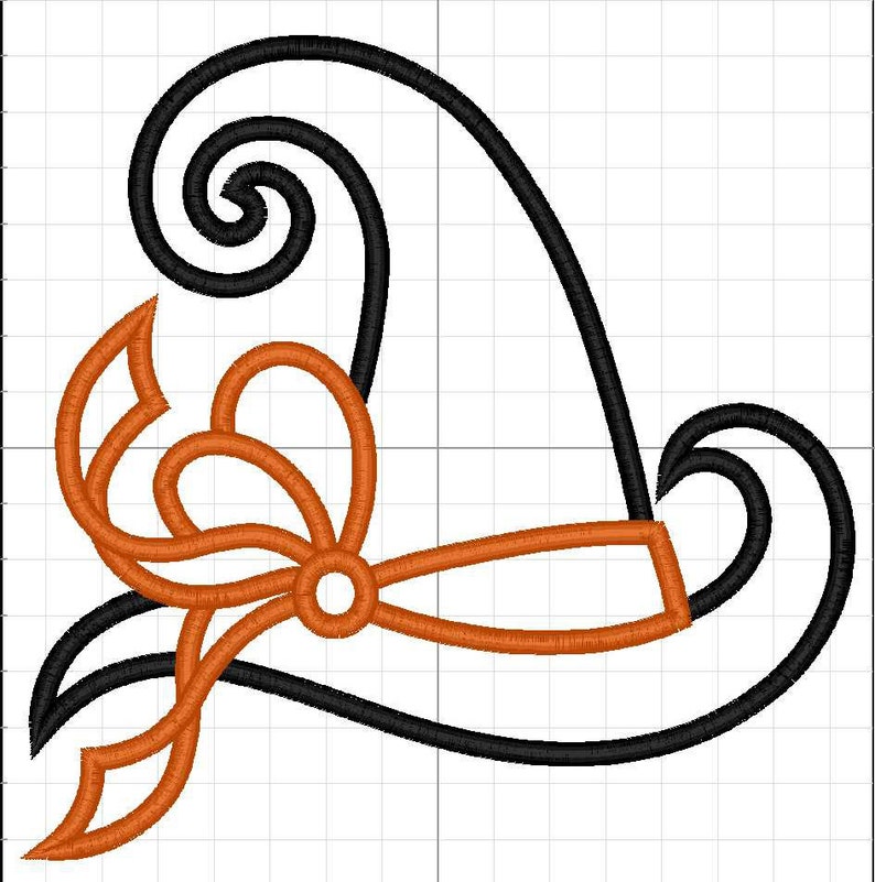 Big Bow Witch Hat Applique Design for Machine Embroidery Etsy
