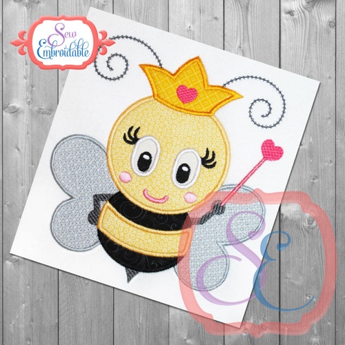 Queen Bee Applique Design for Machine Embroidery INSTANT Etsy