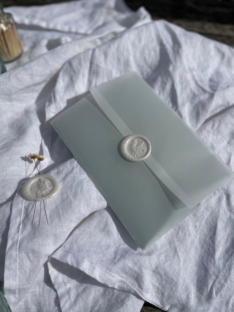 Vellum Jackets Wedding Invitations 5 X 7 Inches or A5 Pre Folded Wax